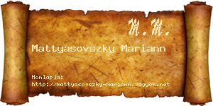 Mattyasovszky Mariann névjegykártya